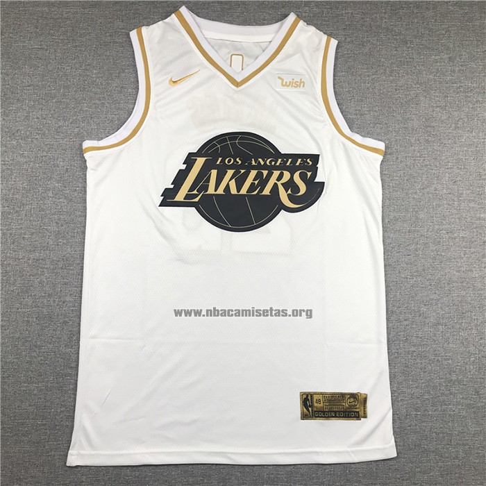 Camiseta Golden Edition Los Angeles Lakers Lebron James NO 23 Blanco